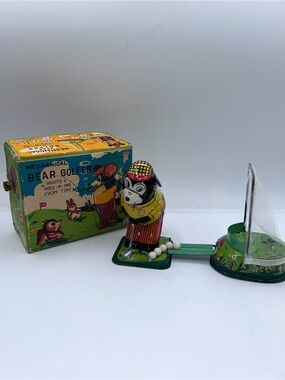 Vintage TPS Mechanical Bear Golfer Toy